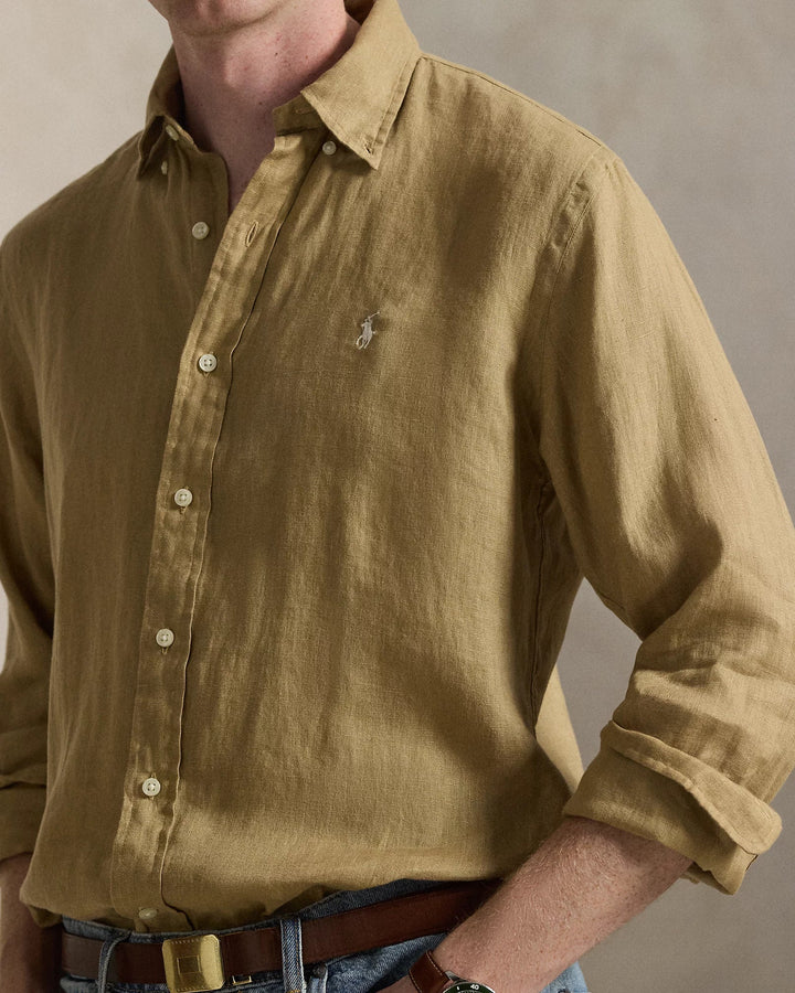 POLO RALPH LAUREN - Chemise en lin Custom Fit Café au lait - Lothaire