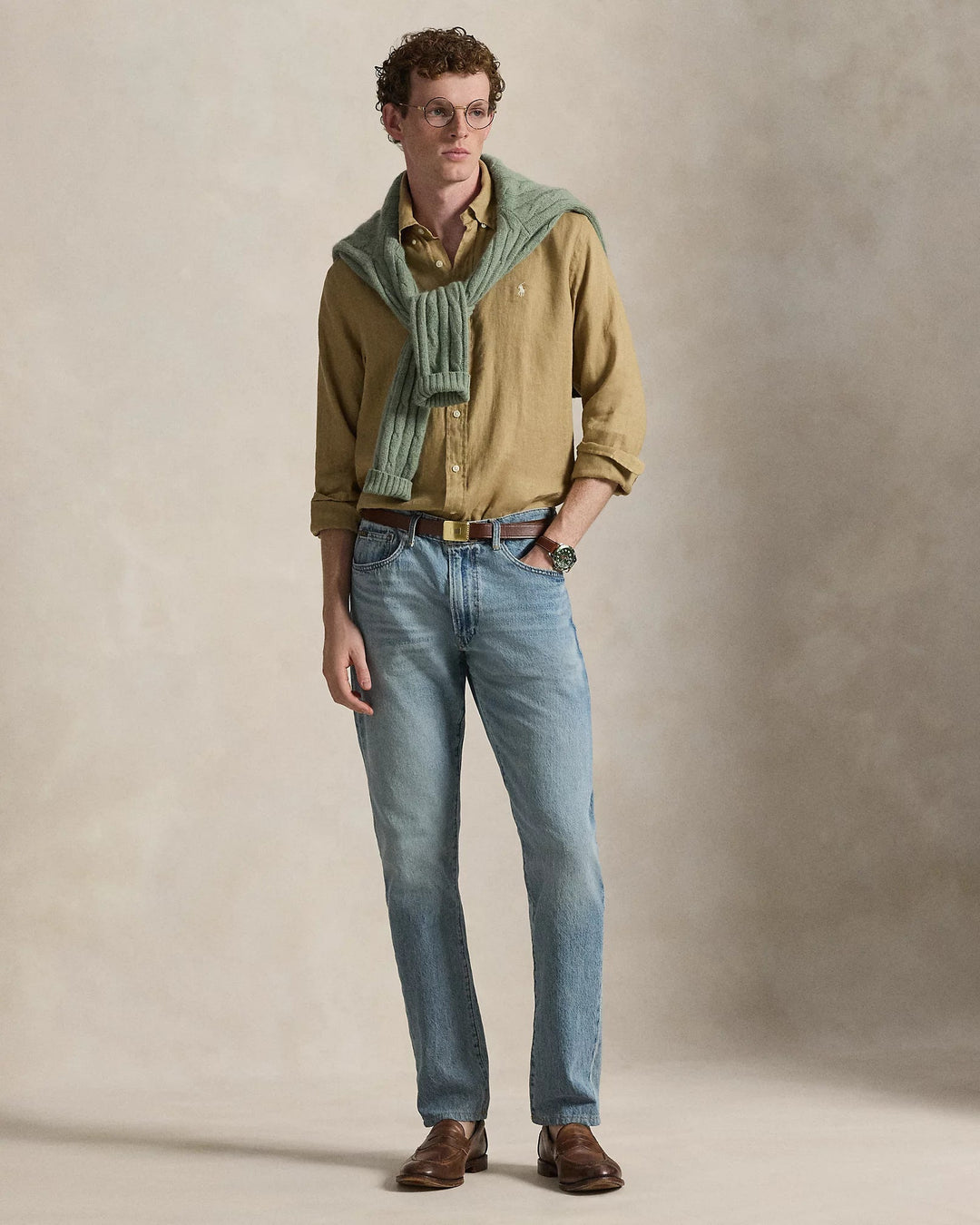 POLO RALPH LAUREN - Chemise en lin Custom Fit Café au lait - Lothaire