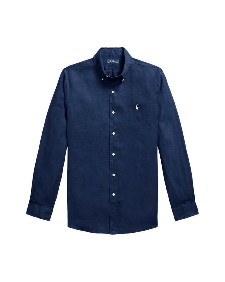 POLO RALPH LAUREN - Chemise en lin Custom Fit Marine Newport / Blanc - Lothaire