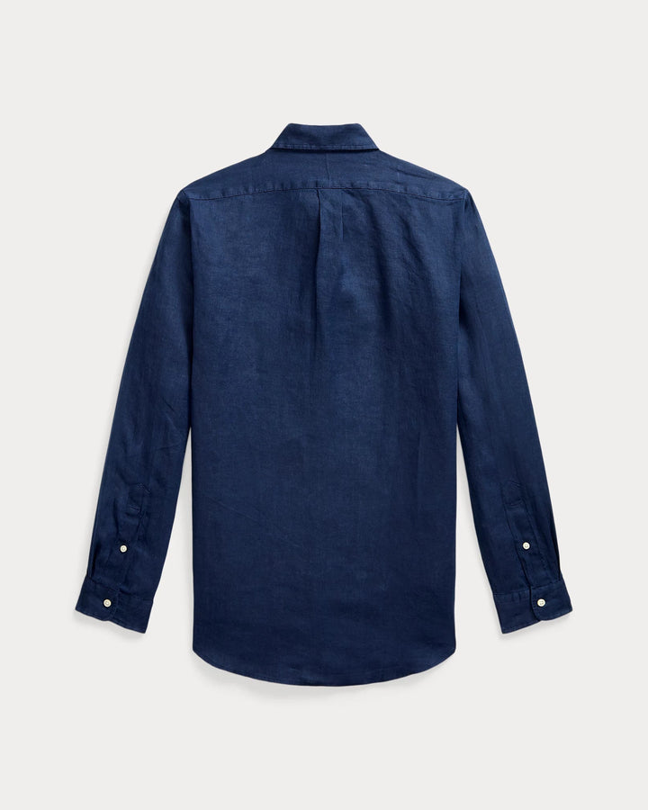POLO RALPH LAUREN - Chemise en lin Custom Fit Marine Newport / Blanc - Lothaire