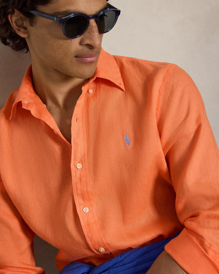 POLO RALPH LAUREN - Chemise en lin Custom Fit Orange pompano - Lothaire