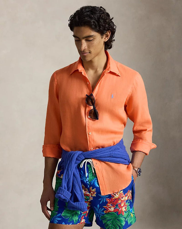POLO RALPH LAUREN - Chemise en lin Custom Fit Orange pompano - Lothaire