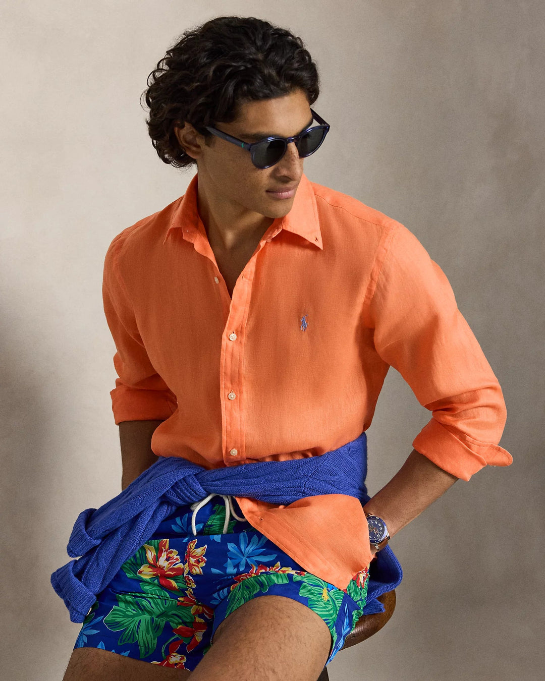 POLO RALPH LAUREN - Chemise en lin Custom Fit Orange pompano - Lothaire