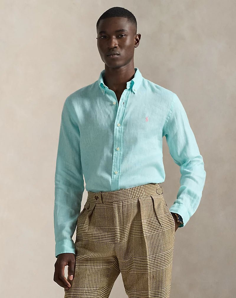 POLO RALPH LAUREN - Chemise en lin Slim Fit Bleu turquoise - Lothaire