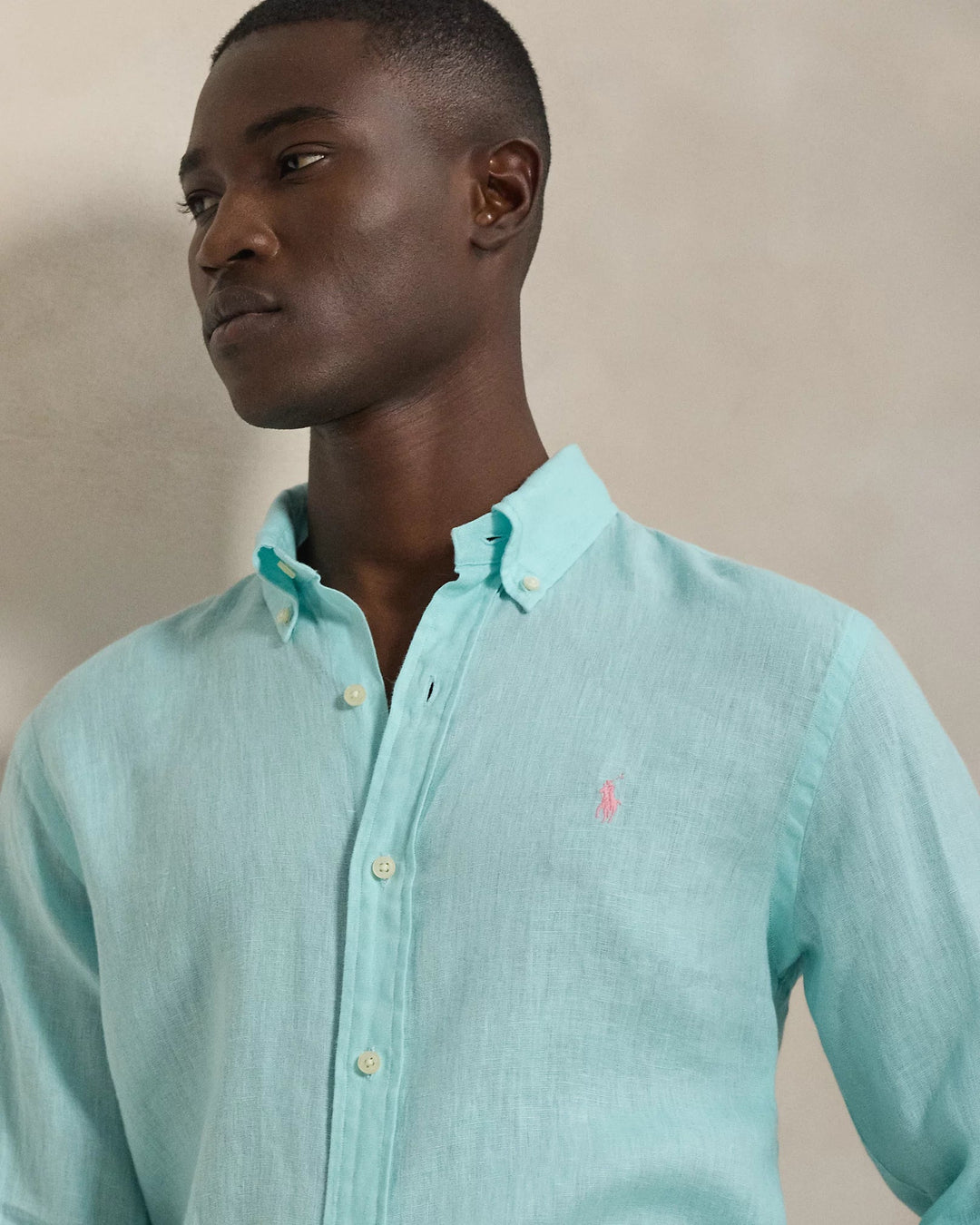 POLO RALPH LAUREN - Chemise en lin Slim Fit Bleu turquoise - Lothaire