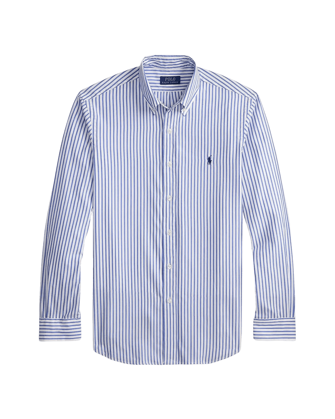 POLO RALPH LAUREN - Chemise en popeline rayée Custom Fit Blanc & Bleu - Lothaire