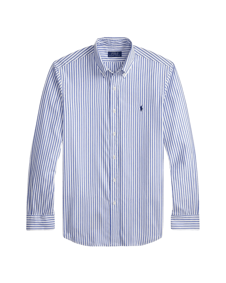 POLO RALPH LAUREN - Chemise en popeline rayée Custom Fit Blanc & Bleu - Lothaire