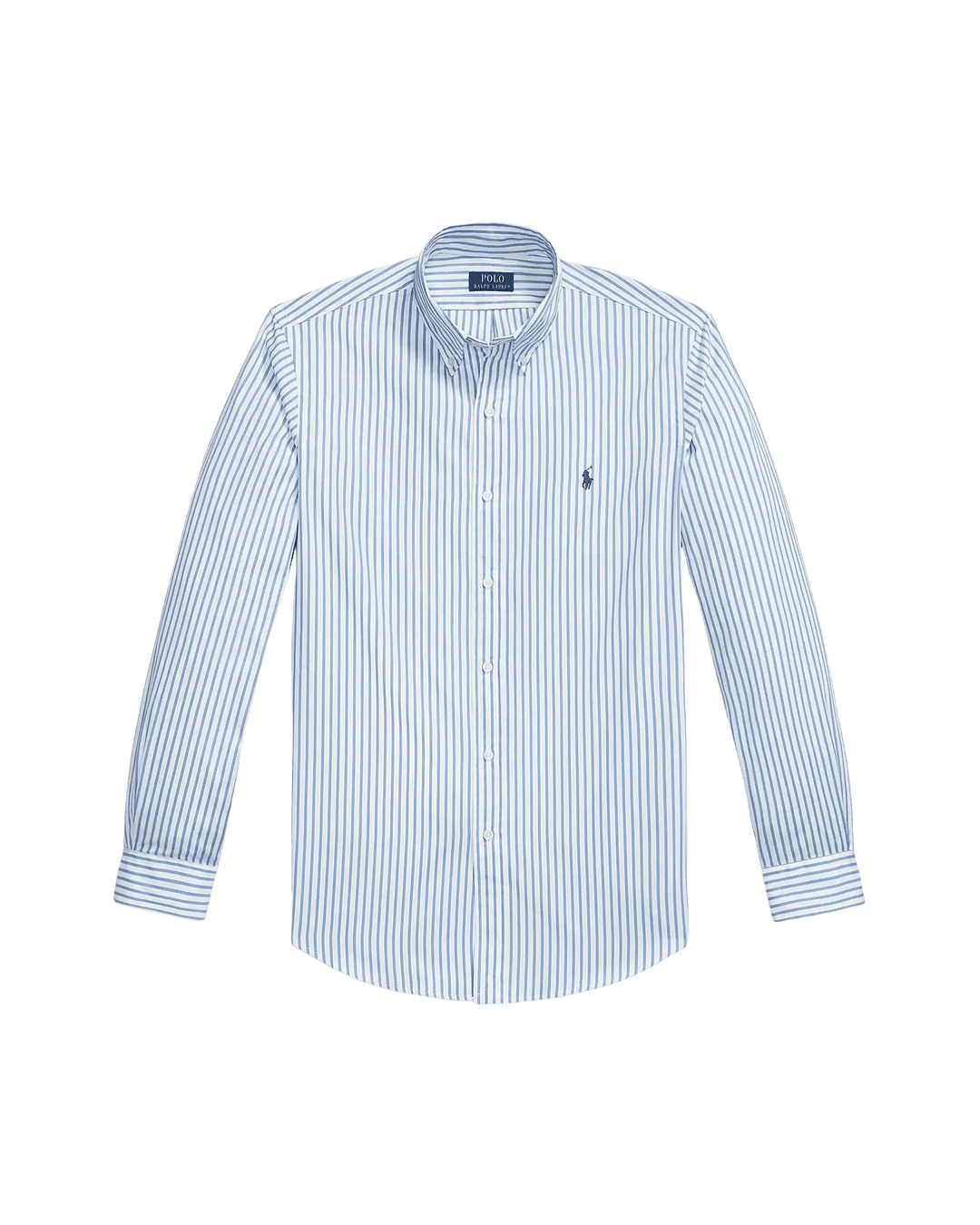 POLO RALPH LAUREN - Chemise en popeline rayée Custom Fit Blanc et Bleu - Lothaire