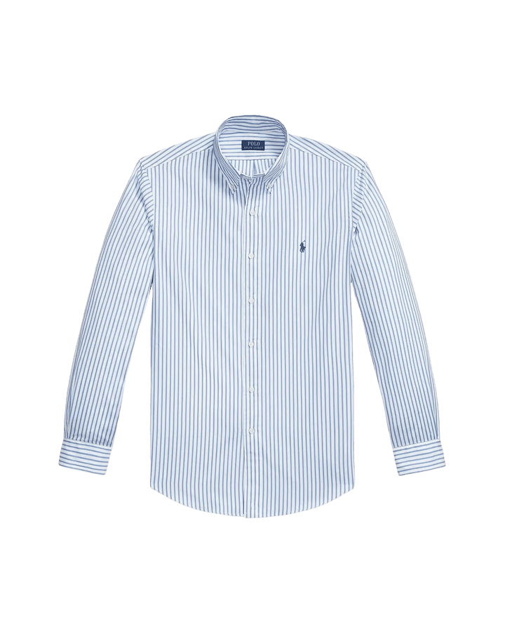 POLO RALPH LAUREN - Chemise en popeline rayée Custom Fit Blanc et Bleu - Lothaire