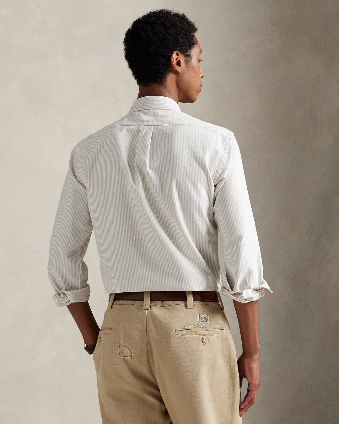 POLO RALPH LAUREN - Chemise Oxford à rayures Custom Fit Beige et blanc - Lothaire