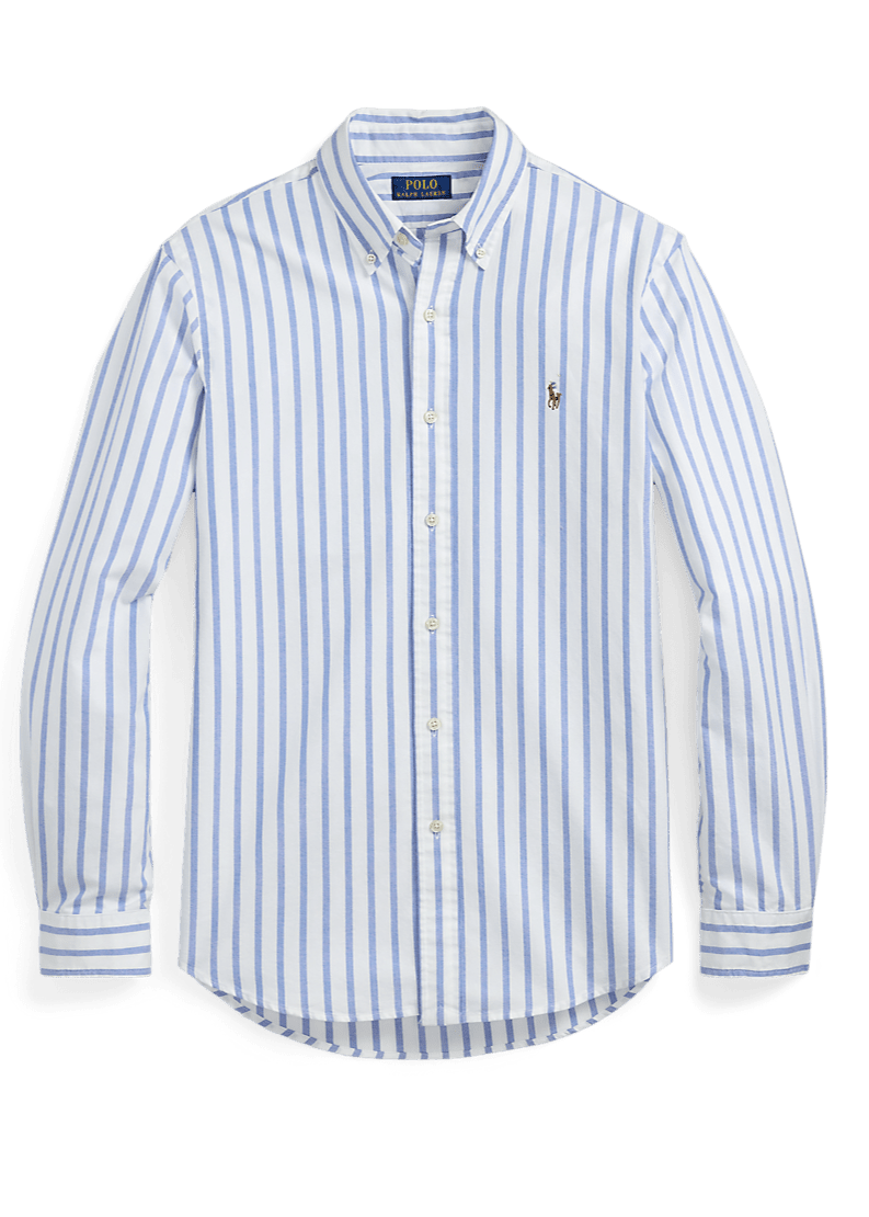 POLO RALPH LAUREN - Chemise Oxford à rayures Custom Fit Bleu et Blanc - Lothaire
