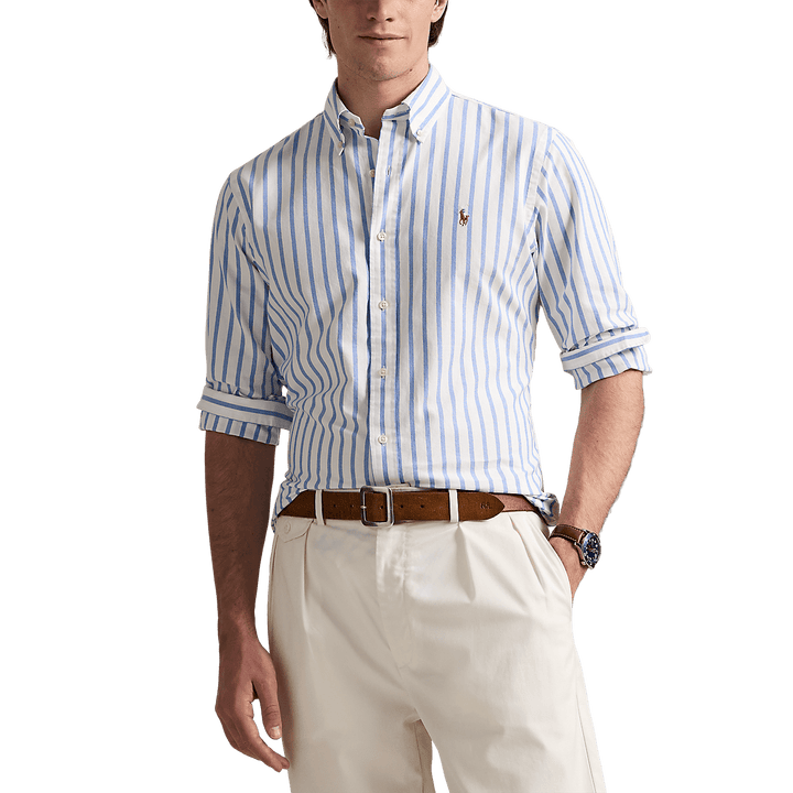 POLO RALPH LAUREN - Chemise Oxford à rayures Custom Fit Bleu et Blanc - Lothaire