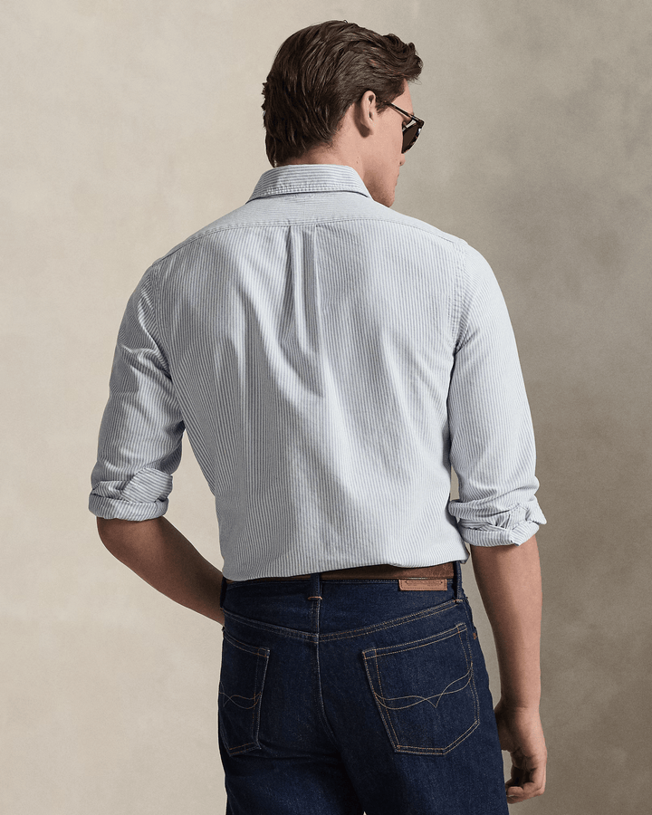 POLO RALPH LAUREN - Chemise Oxford à rayures Custom Fit Bleu marine / Blanc - Lothaire