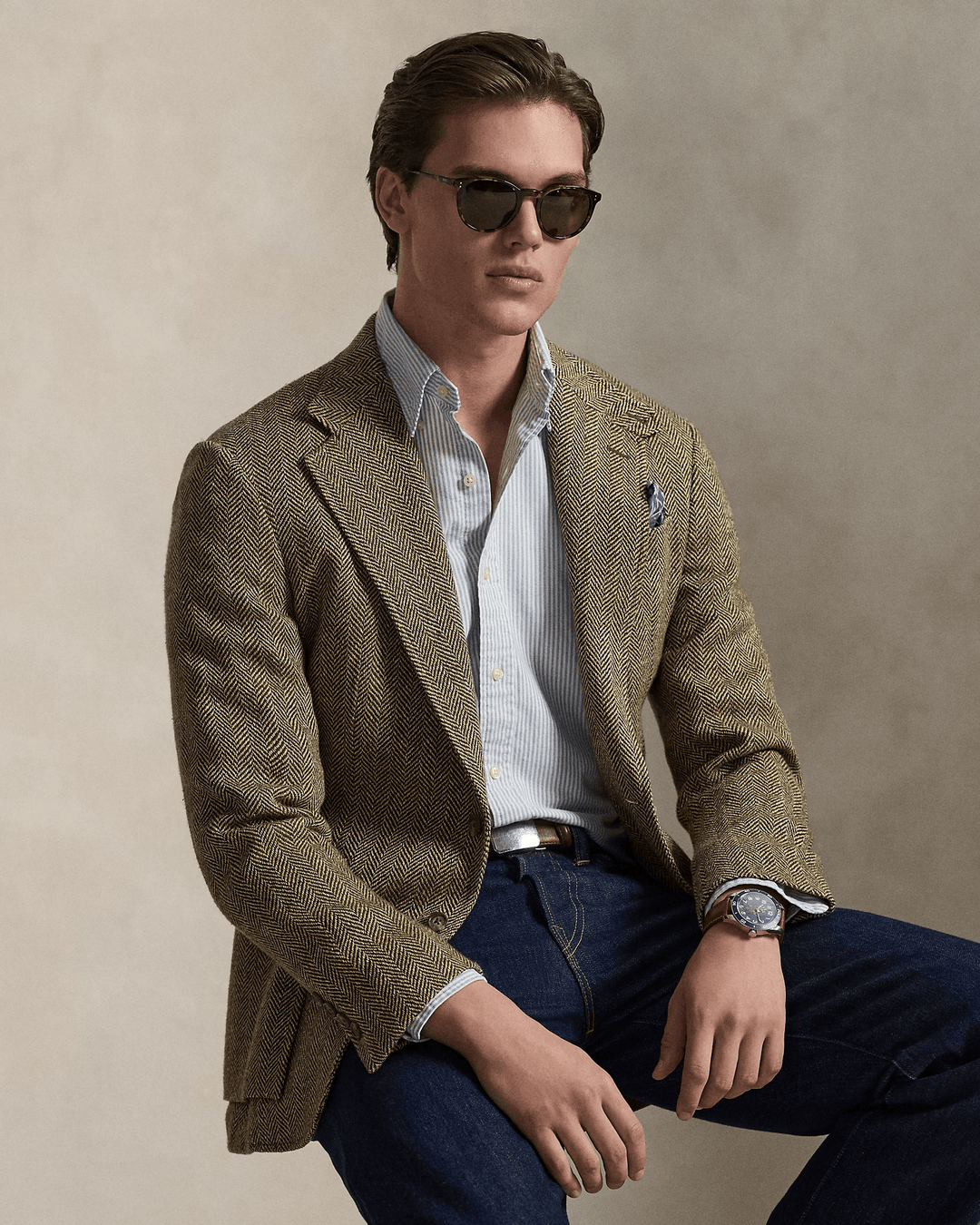POLO RALPH LAUREN - Chemise Oxford à rayures Custom Fit Bleu marine / Blanc - Lothaire