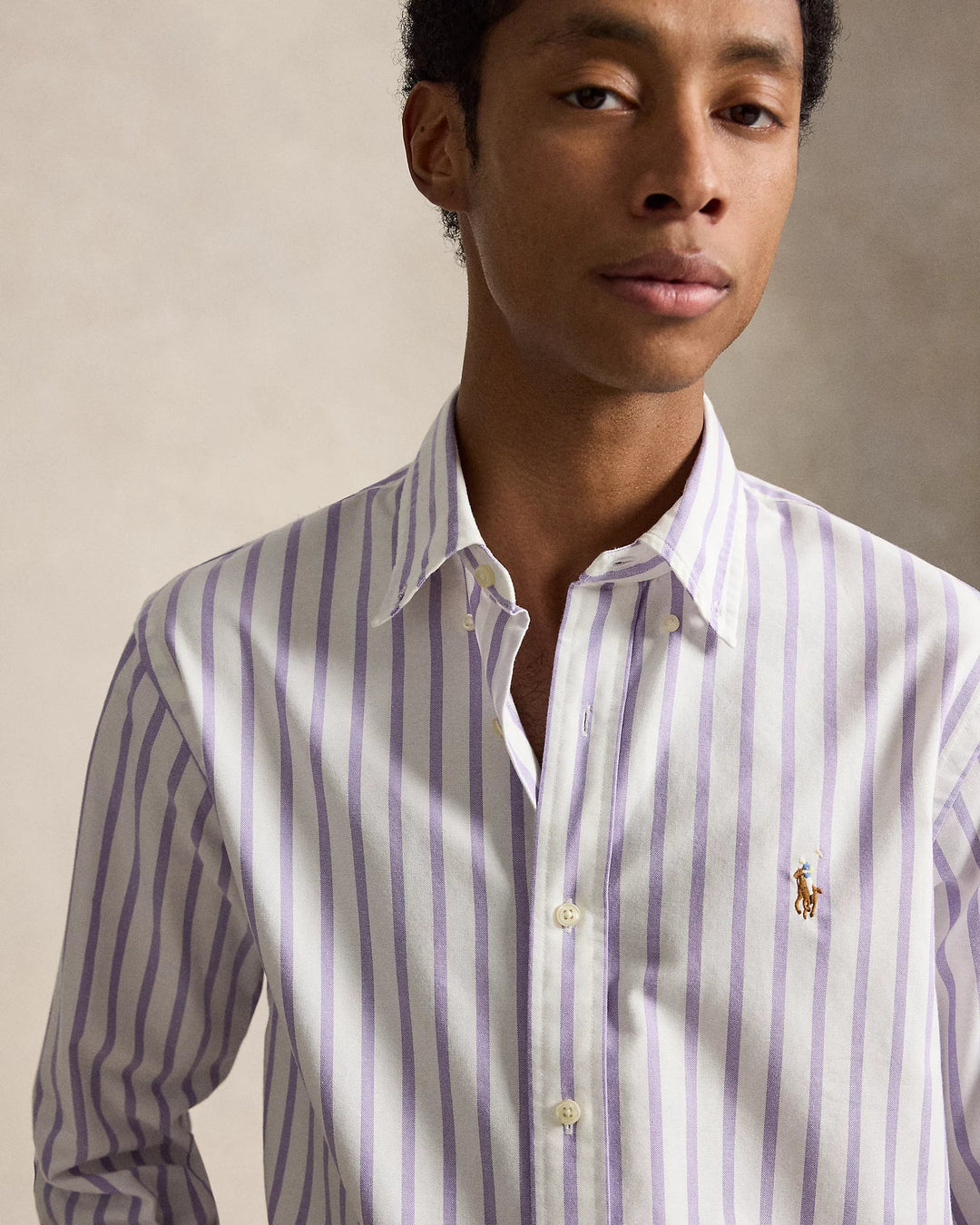 POLO RALPH LAUREN - Chemise Oxford à rayures Custom Fit Chardon Blanc - Lothaire