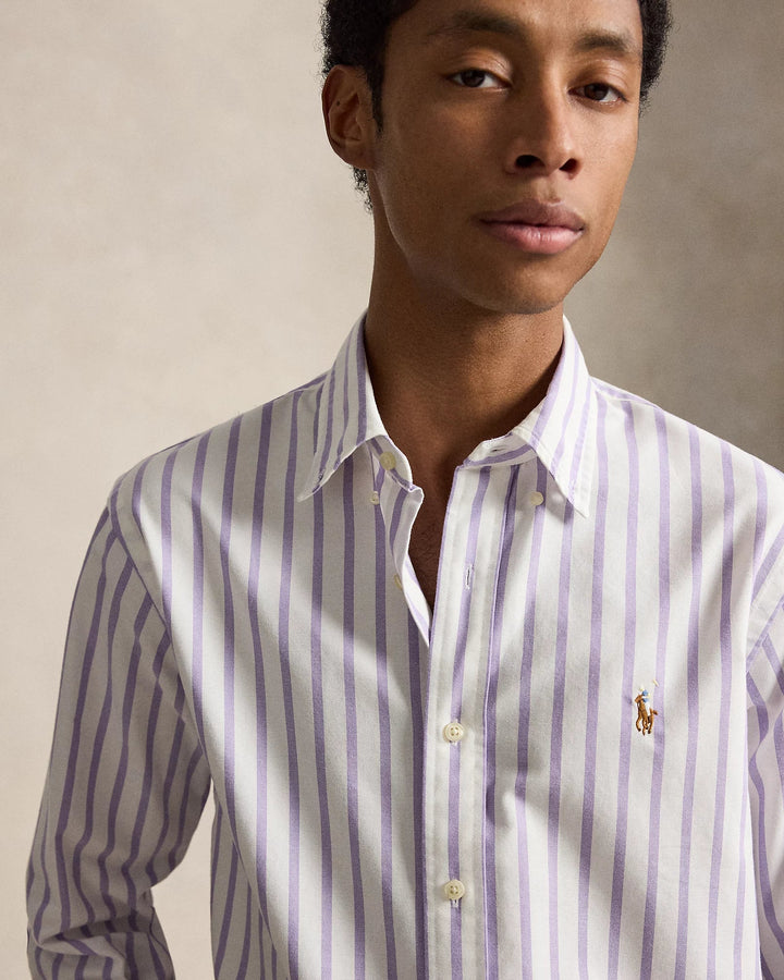 POLO RALPH LAUREN - Chemise Oxford à rayures Custom Fit Chardon Blanc - Lothaire