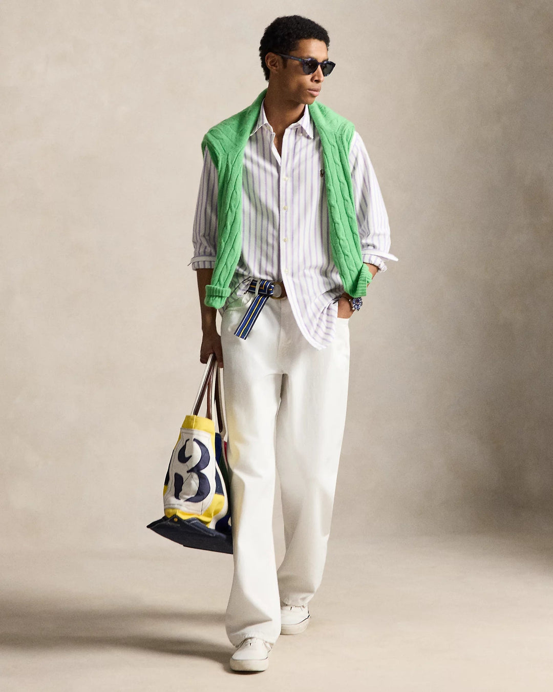 POLO RALPH LAUREN - Chemise Oxford à rayures Custom Fit Chardon Blanc - Lothaire