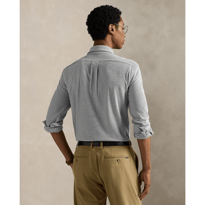 POLO RALPH LAUREN - Chemise Oxford en maille de coton rayé Marine Newport/Blanc - Lothaire