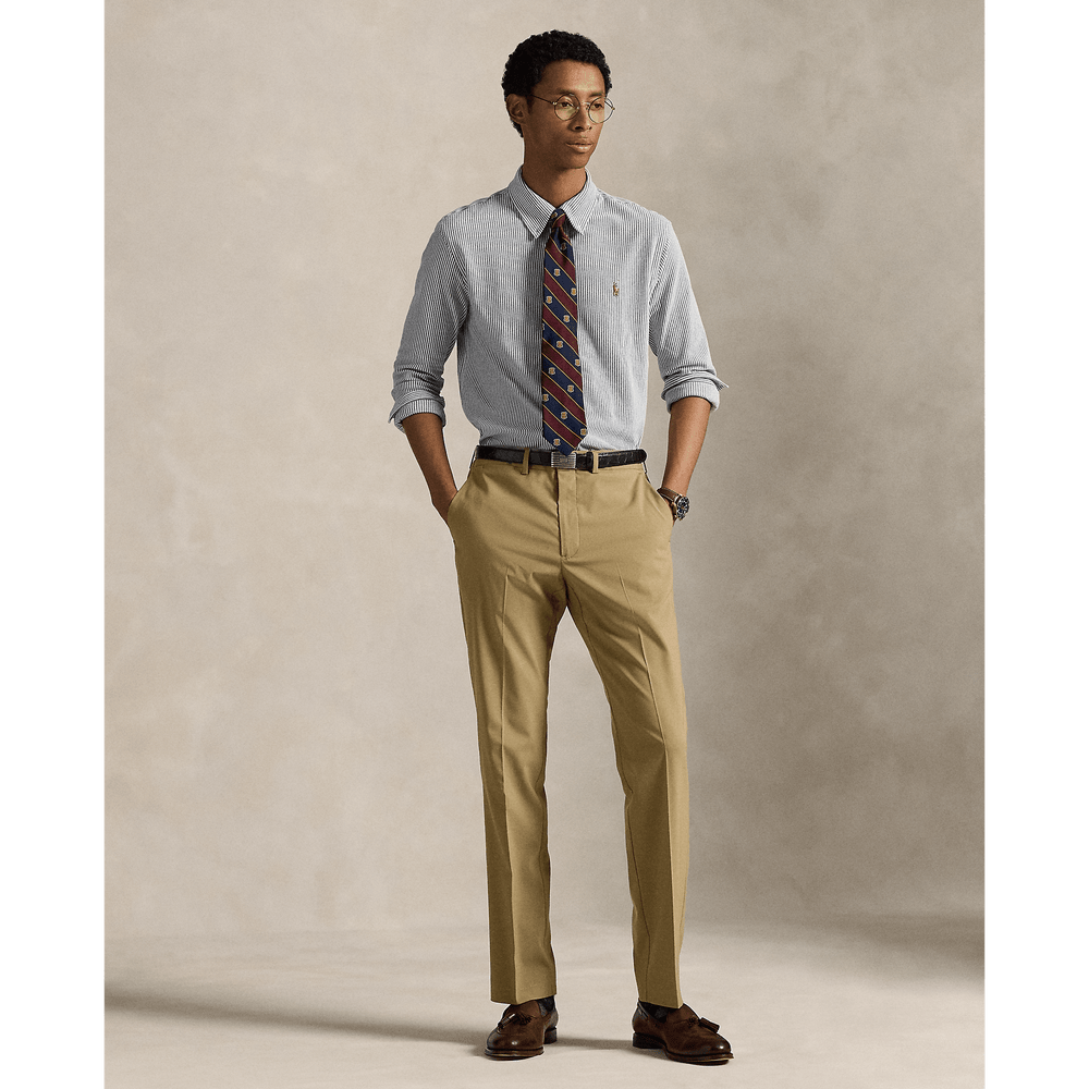 POLO RALPH LAUREN - Chemise Oxford en maille de coton rayé Marine Newport/Blanc - Lothaire