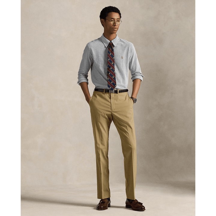 POLO RALPH LAUREN - Chemise Oxford en maille de coton rayé Marine Newport/Blanc - Lothaire