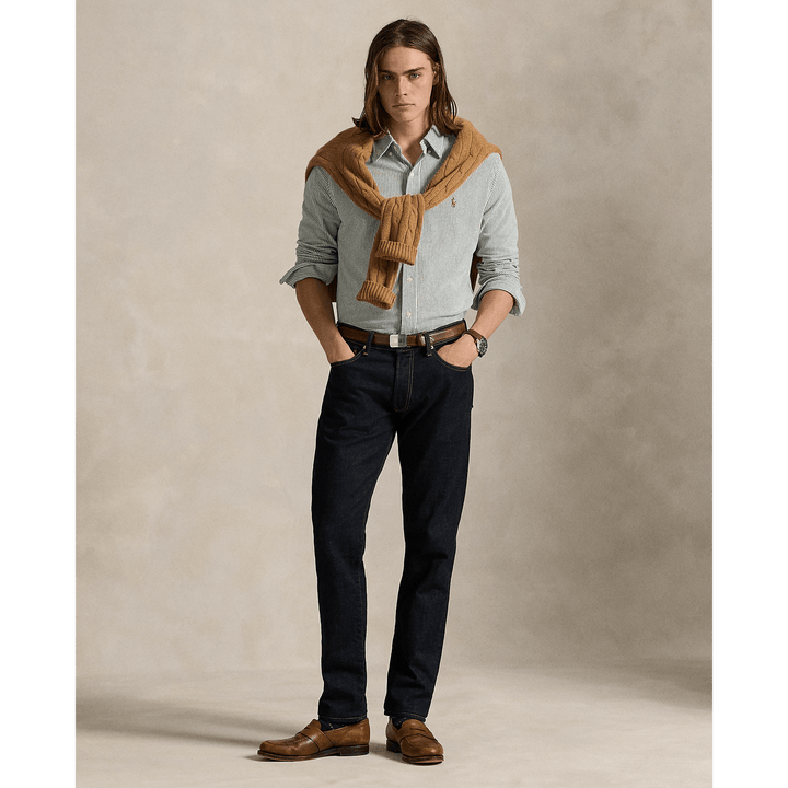 POLO RALPH LAUREN - Chemise Oxford en maille de coton rayé Pin vintage/Blanc - Lothaire