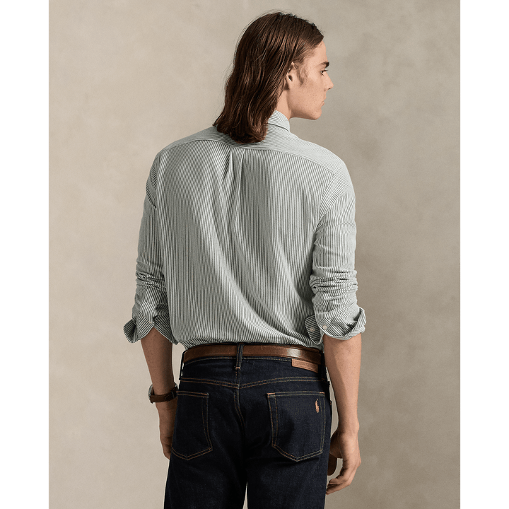 POLO RALPH LAUREN - Chemise Oxford en maille de coton rayé Pin vintage/Blanc - Lothaire