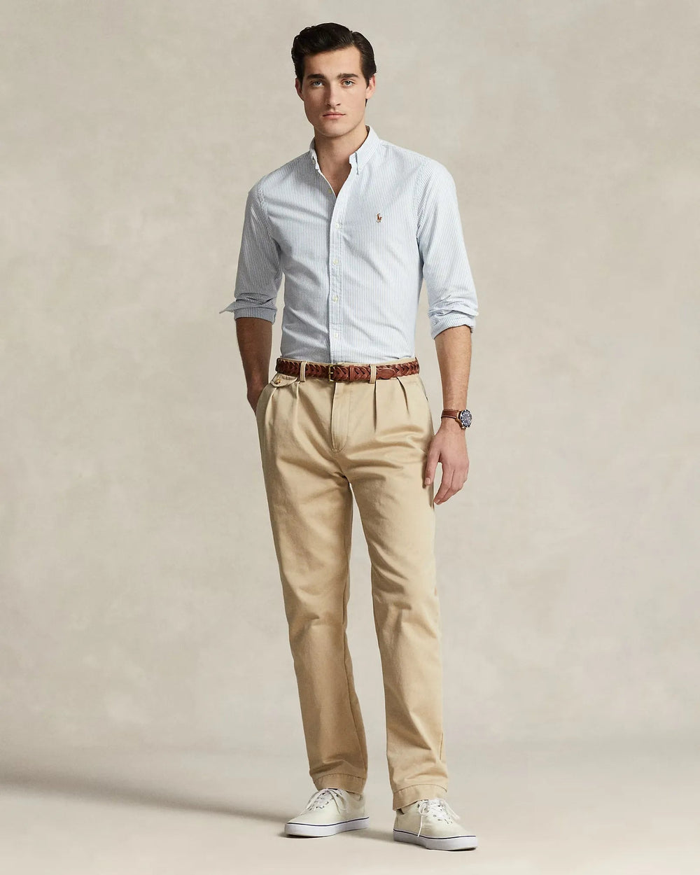 POLO RALPH LAUREN - Chemise Oxford rayée Slim Fit Bleu/Blanc - Lothaire