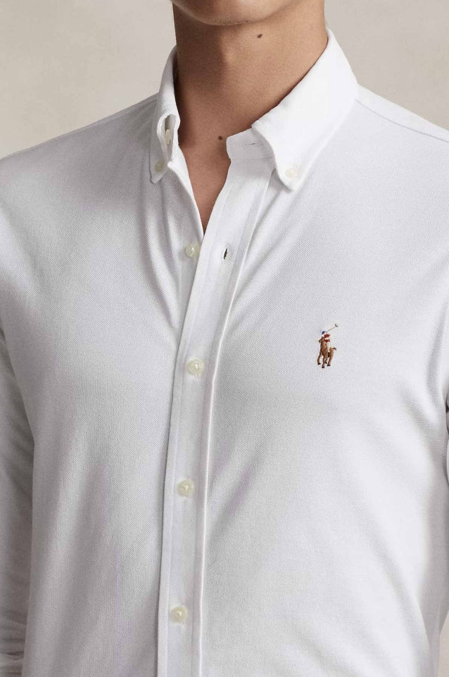 POLO RALPH LAUREN - Chemise Oxford stretch Custom Fit Blanc - Lothaire