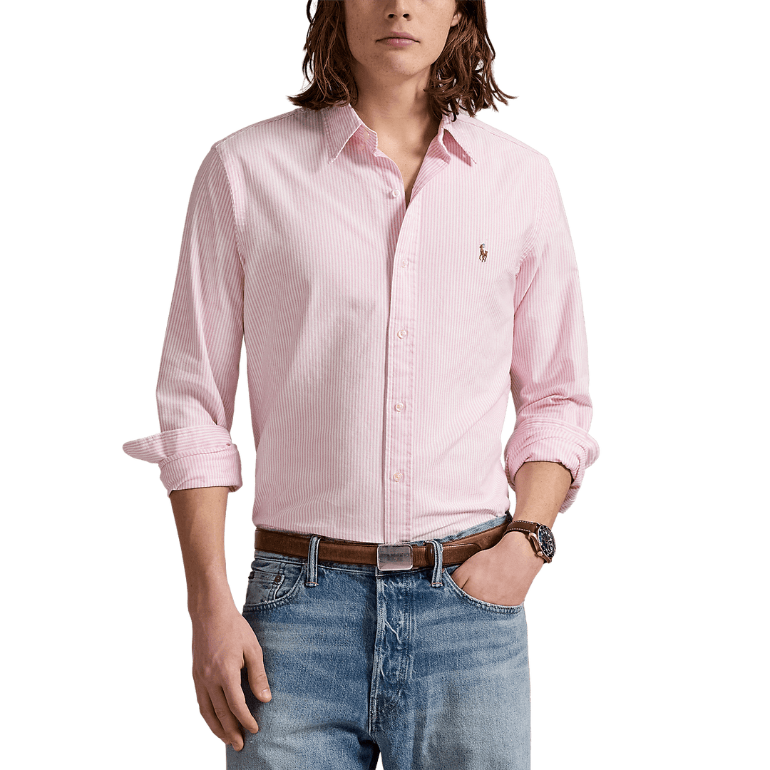 POLO RALPH LAUREN - Chemise rayé ajustée popeline stretch Rose et blanc - Lothaire