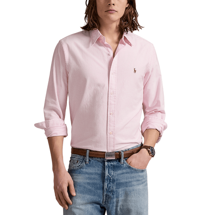 POLO RALPH LAUREN - Chemise rayé ajustée popeline stretch Rose et blanc - Lothaire