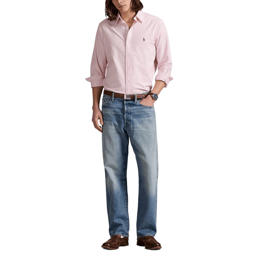 POLO RALPH LAUREN - Chemise rayé ajustée popeline stretch Rose et blanc - Lothaire