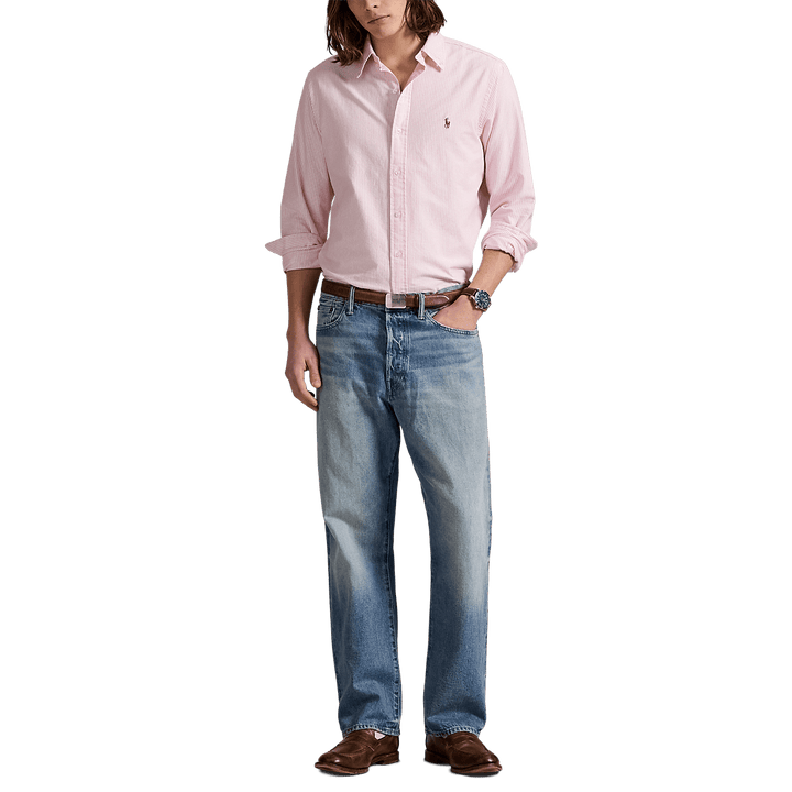 POLO RALPH LAUREN - Chemise rayé ajustée popeline stretch Rose et blanc - Lothaire