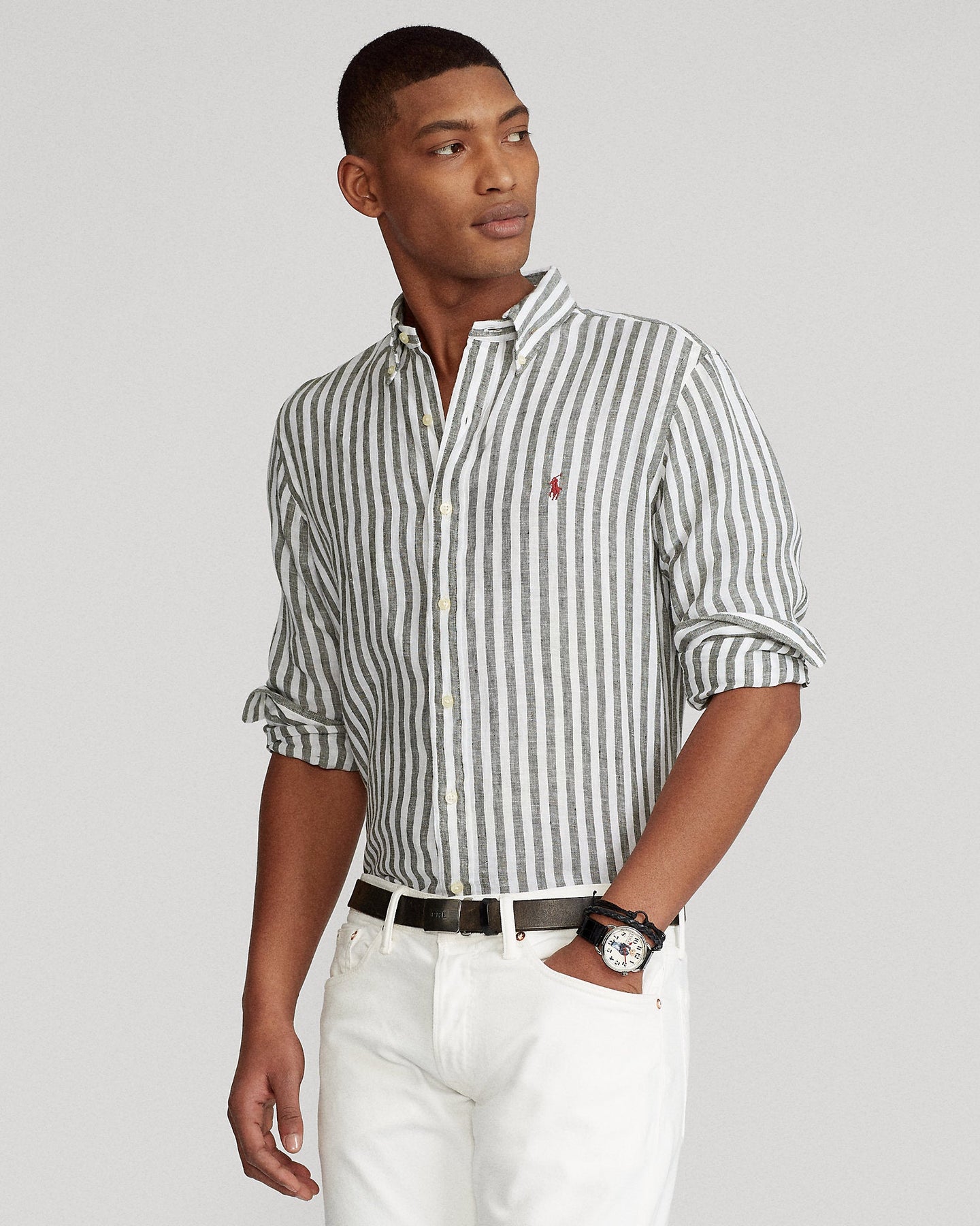 Polo Ralph Lauren - Chemise rayée ajustée en lin 5138B – Lothaire