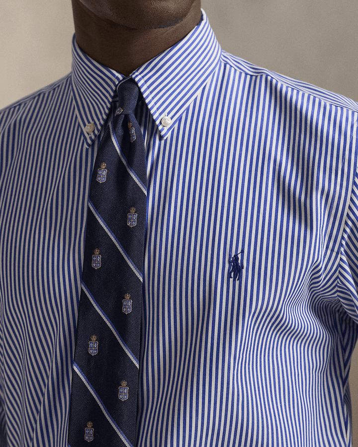 POLO RALPH LAUREN - Chemise rayée ajustée en popeline Bleu / Blanc - Lothaire