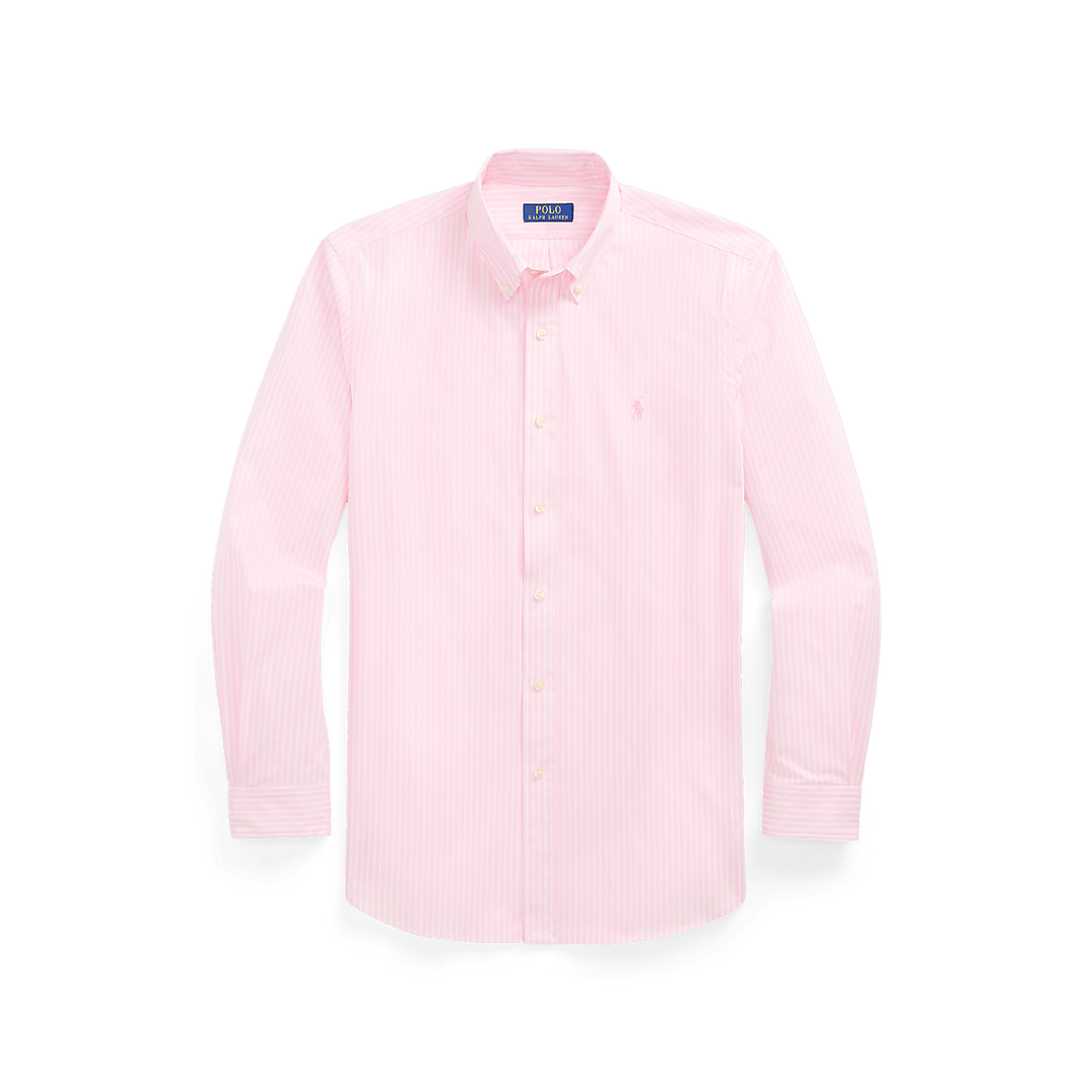 POLO RALPH LAUREN - Chemise rayée ajustée popeline stretch Rose et blanc - Lothaire