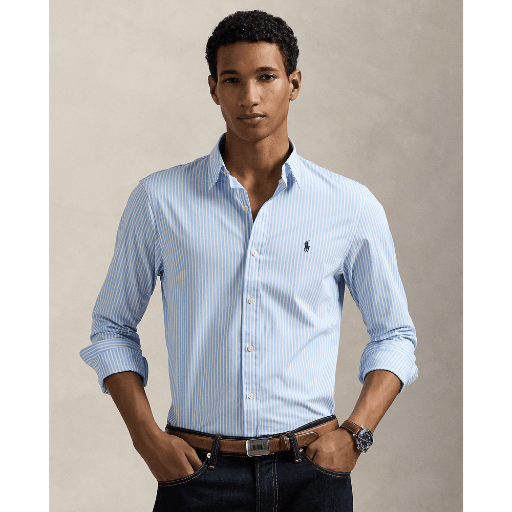 POLO RALPH LAUREN - Chemise rayée cintrée popeline stretch Austin Blue White - Lothaire