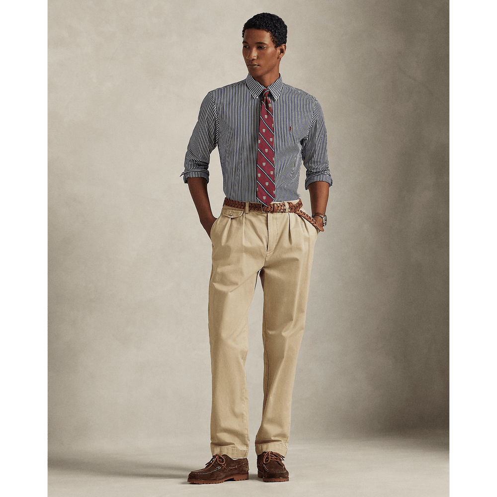 POLO RALPH LAUREN - Chemise rayée cintrée popeline stretch Newport navy white - Lothaire