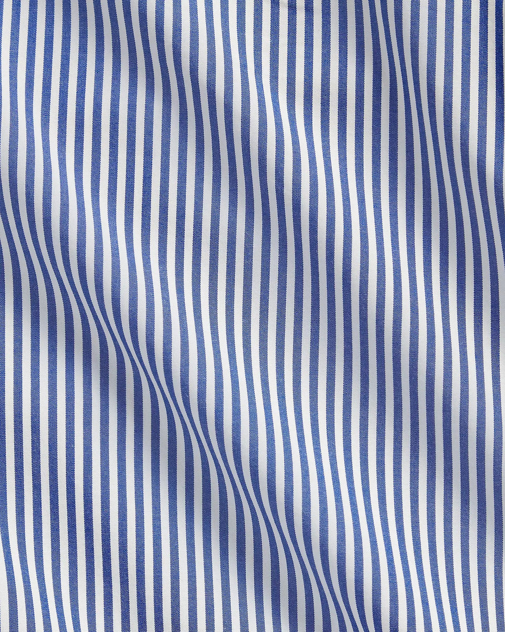 POLO RALPH LAUREN - Chemise rayée Custom Fit en popeline Bleu roi / Blanc - Lothaire