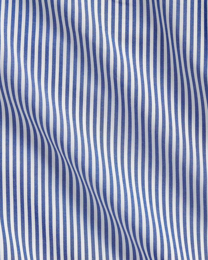 POLO RALPH LAUREN - Chemise rayée Custom Fit en popeline Bleu roi / Blanc - Lothaire