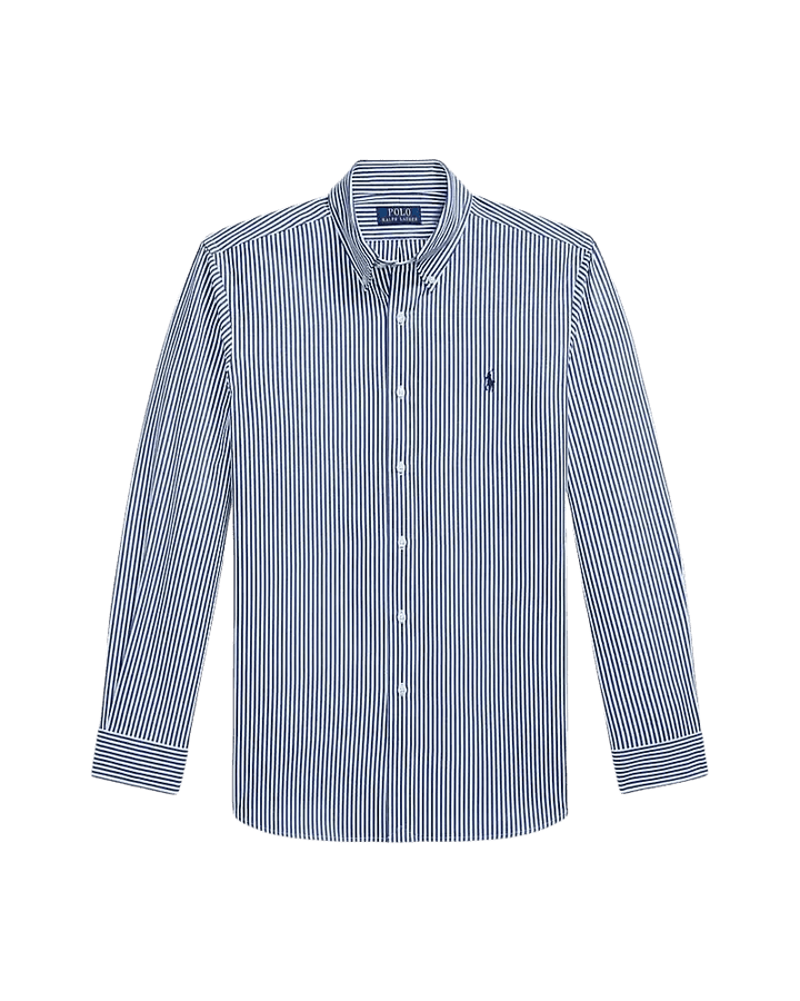POLO RALPH LAUREN - Chemise rayée Custom Fit en popeline Bleu roi / Blanc - Lothaire