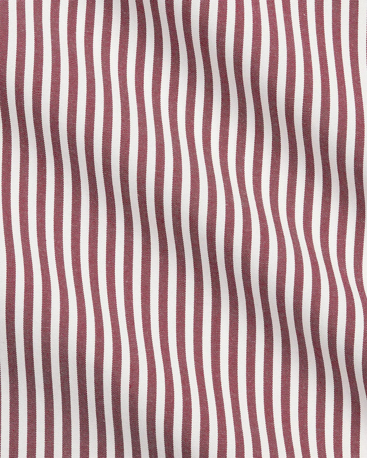 POLO RALPH LAUREN - Chemise rayée Custom Fit en popeline de coton stretch Lie-de-vin / Blanc - Lothaire