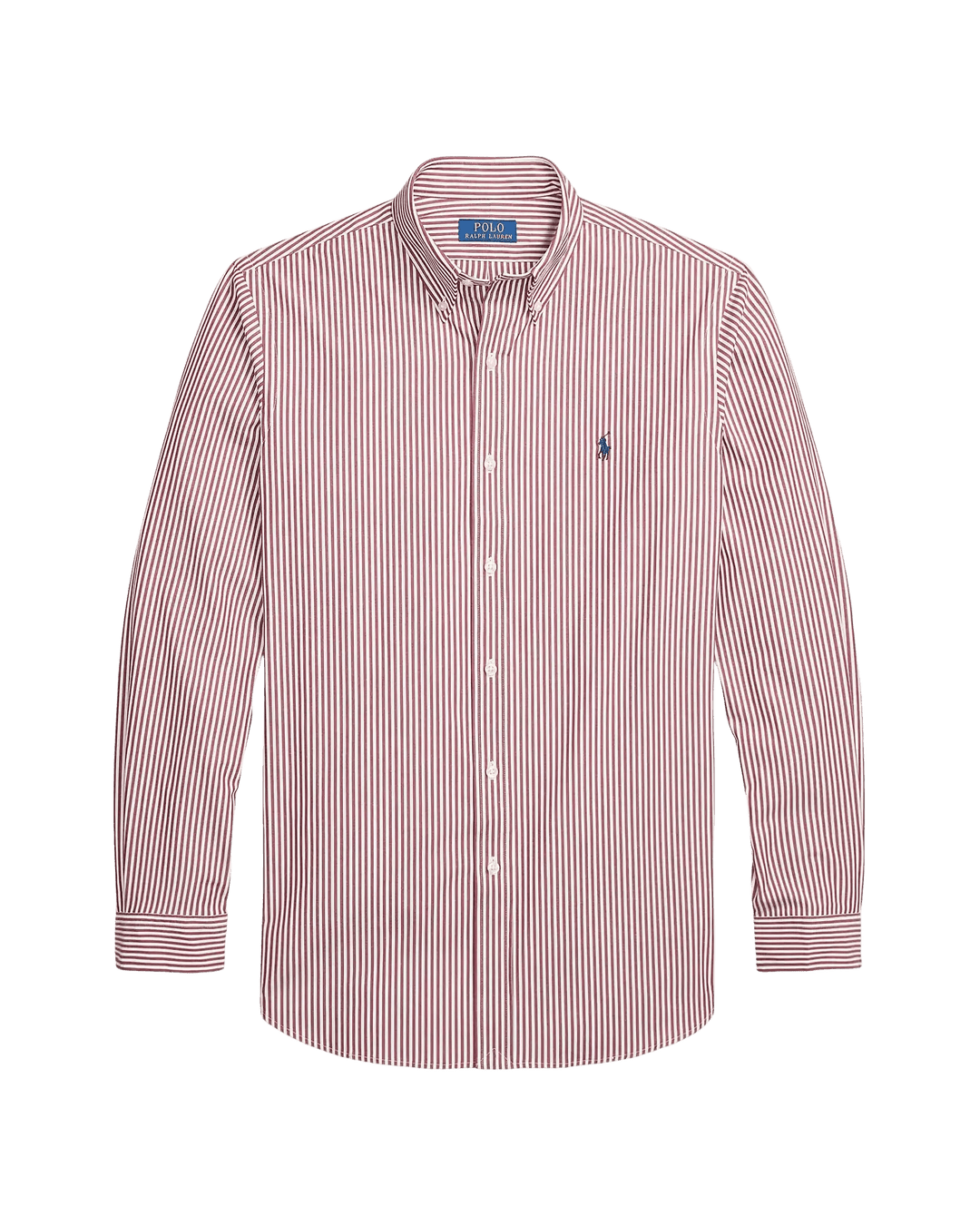 POLO RALPH LAUREN - Chemise rayée Custom Fit en popeline de coton stretch Lie-de-vin / Blanc - Lothaire
