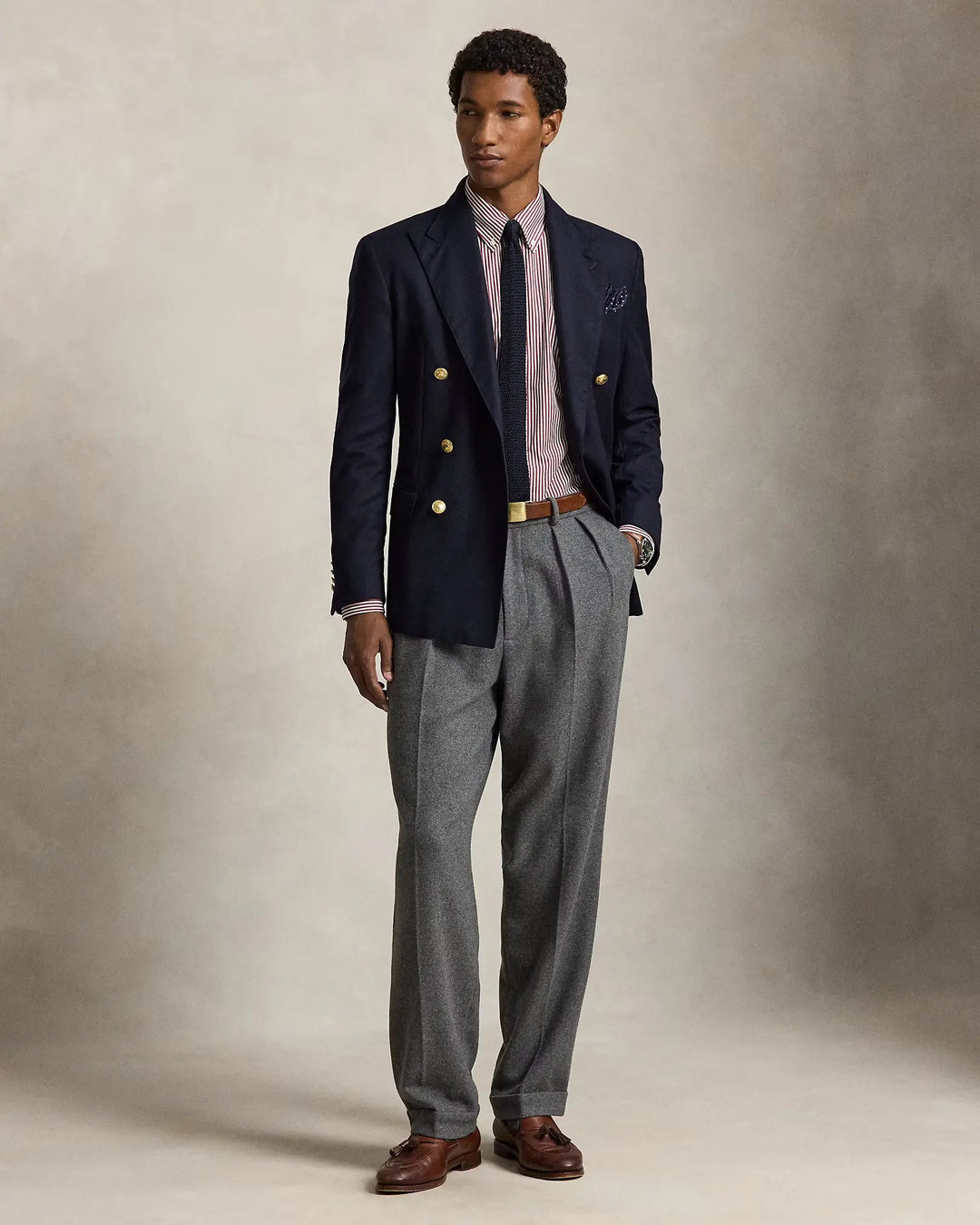 POLO RALPH LAUREN - Chemise rayée Custom Fit en popeline de coton stretch Lie-de-vin / Blanc - Lothaire