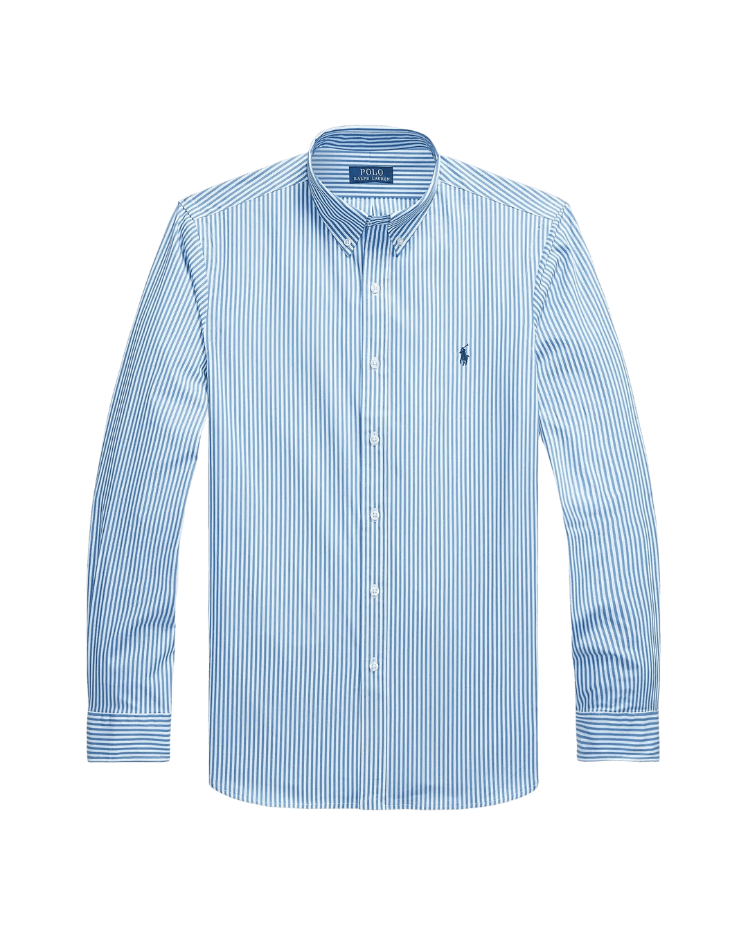 POLO RALPH LAUREN - Chemise rayée Custom Fit popeline Bleu clair et Blanc - Lothaire