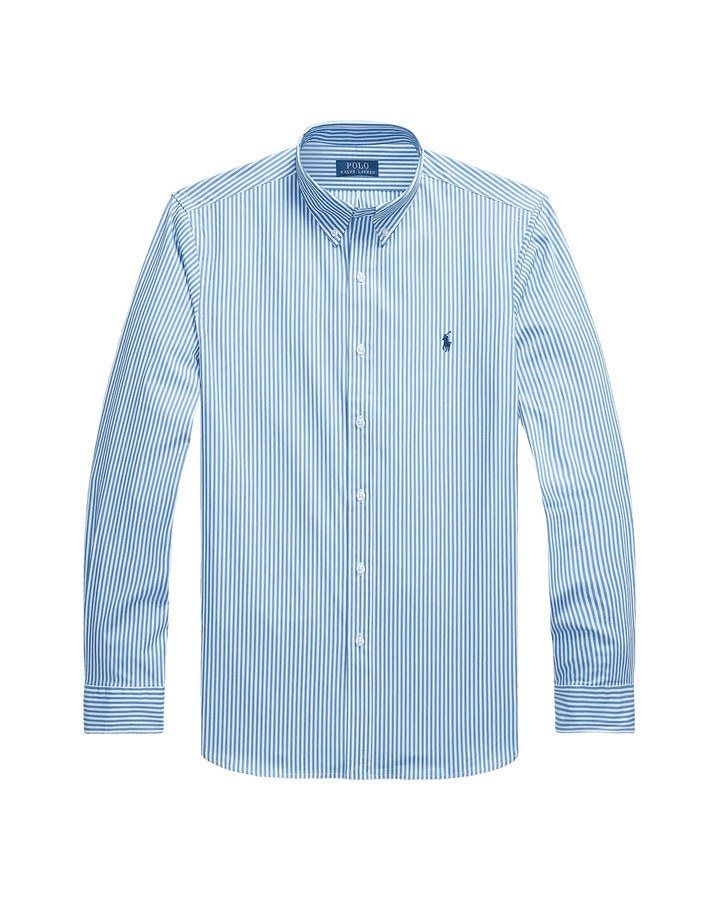 POLO RALPH LAUREN - Chemise rayée Custom Fit popeline Bleu clair et Blanc - Lothaire