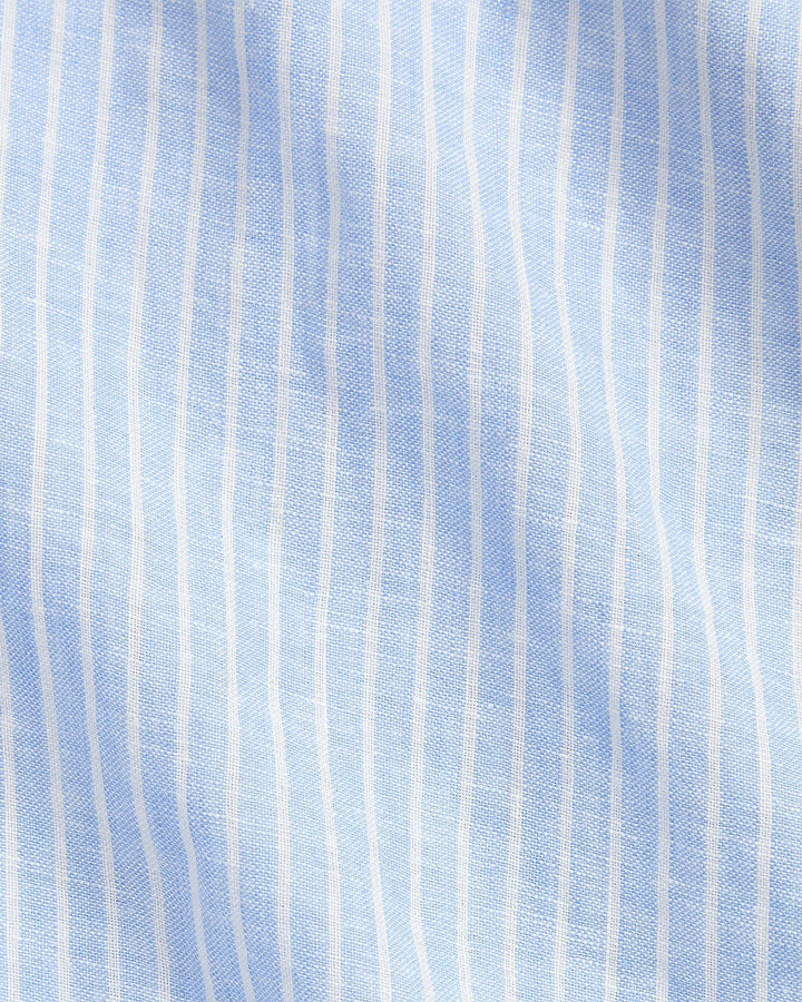 POLO RALPH LAUREN - Chemise rayée en lin Custom Fit Blanc / Bleu - Lothaire