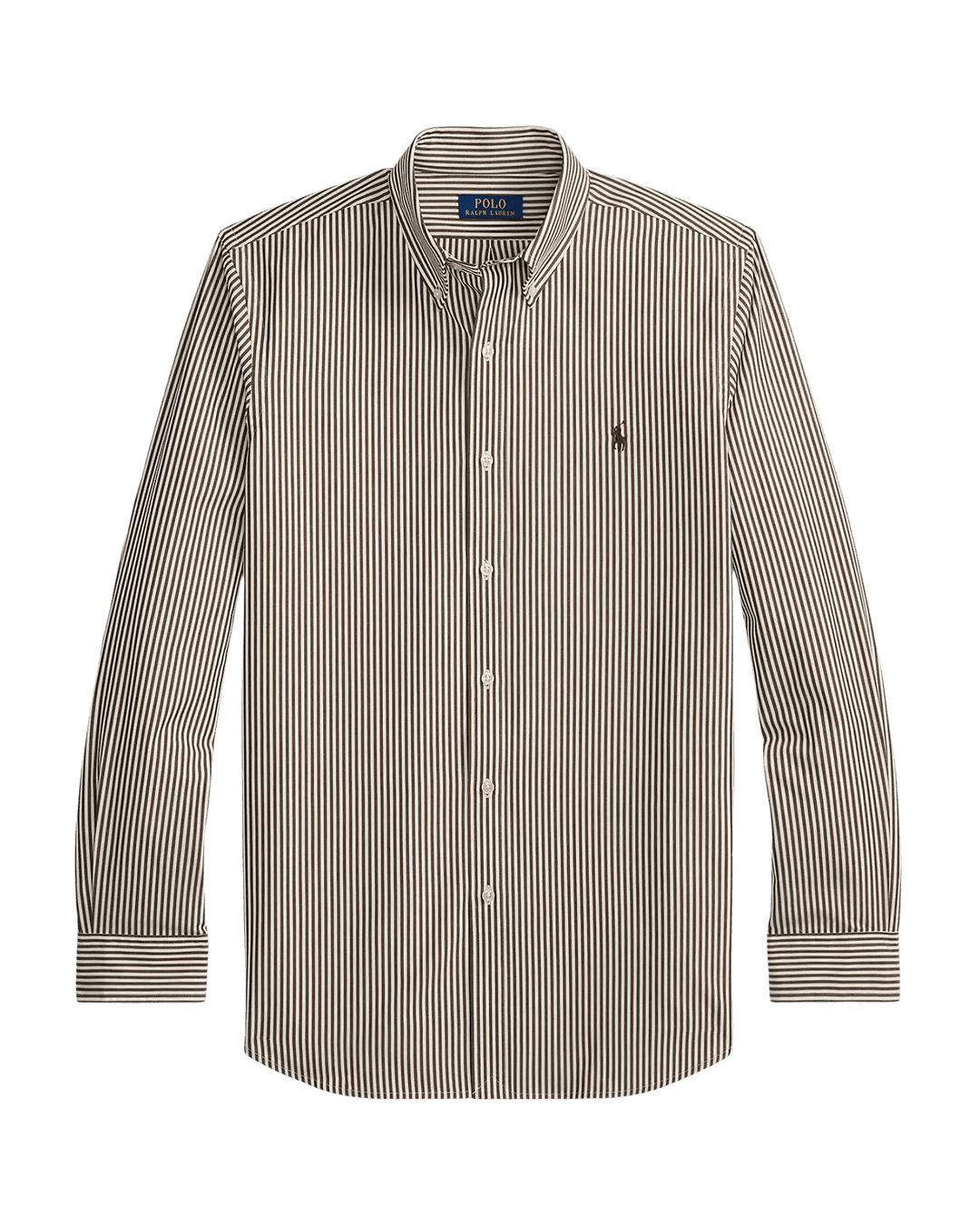 POLO RALPH LAUREN - Chemise rayée en popeline Custom Fit Marron cannelle / Blanc - Lothaire