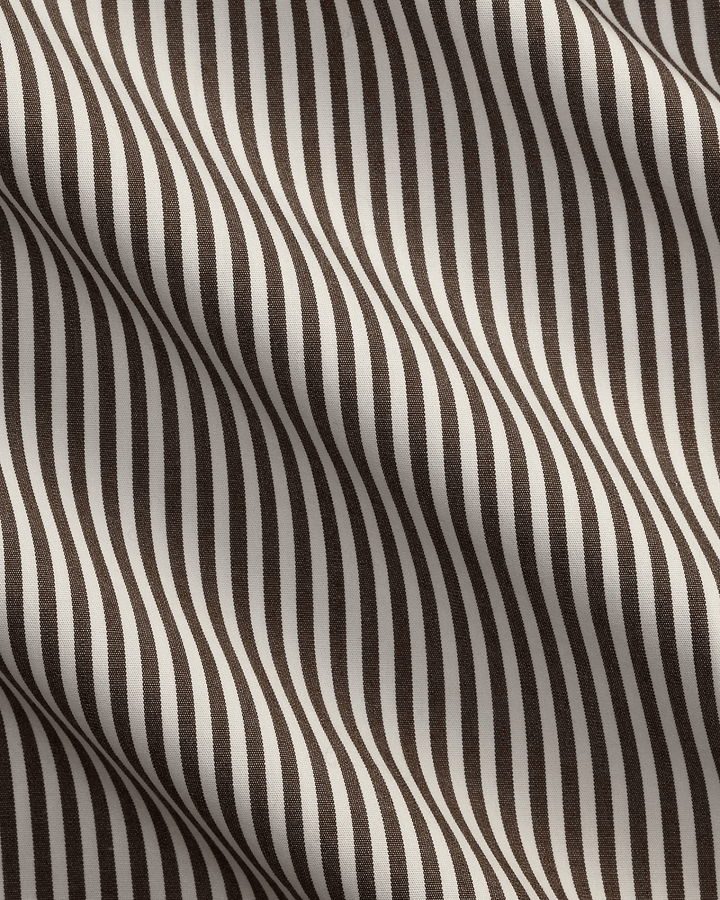 POLO RALPH LAUREN - Chemise rayée en popeline Custom Fit Marron cannelle / Blanc - Lothaire