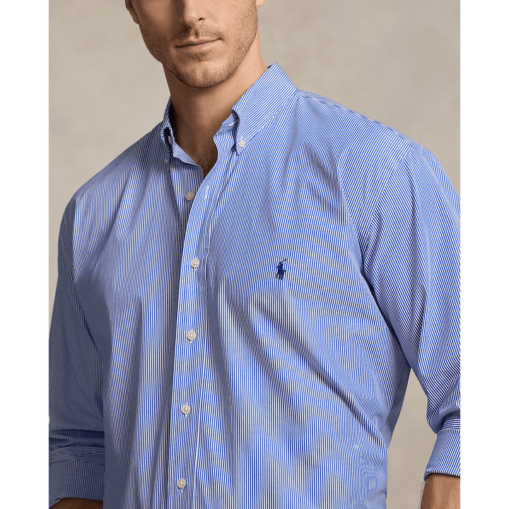 POLO RALPH LAUREN - Chemise rayée en popeline stretch Bleu - Lothaire
