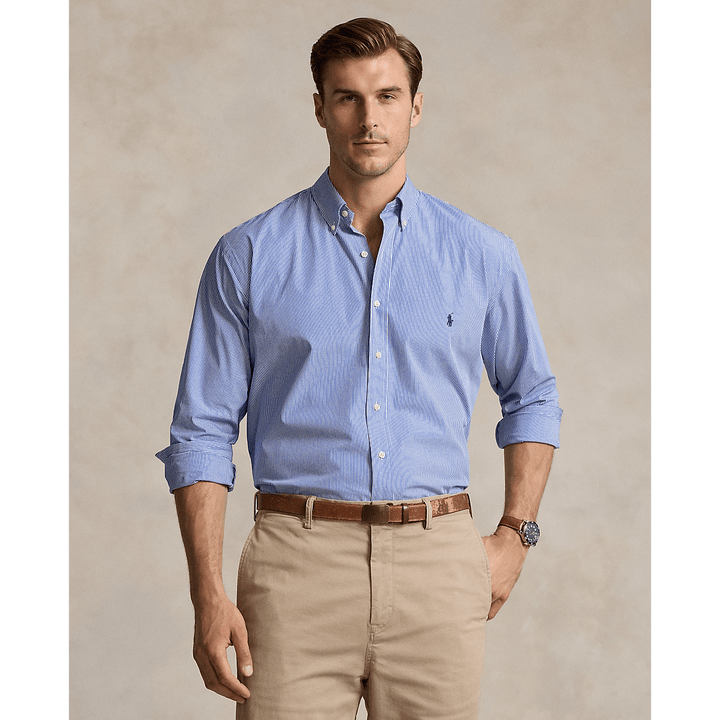 POLO RALPH LAUREN - Chemise rayée en popeline stretch Bleu - Lothaire
